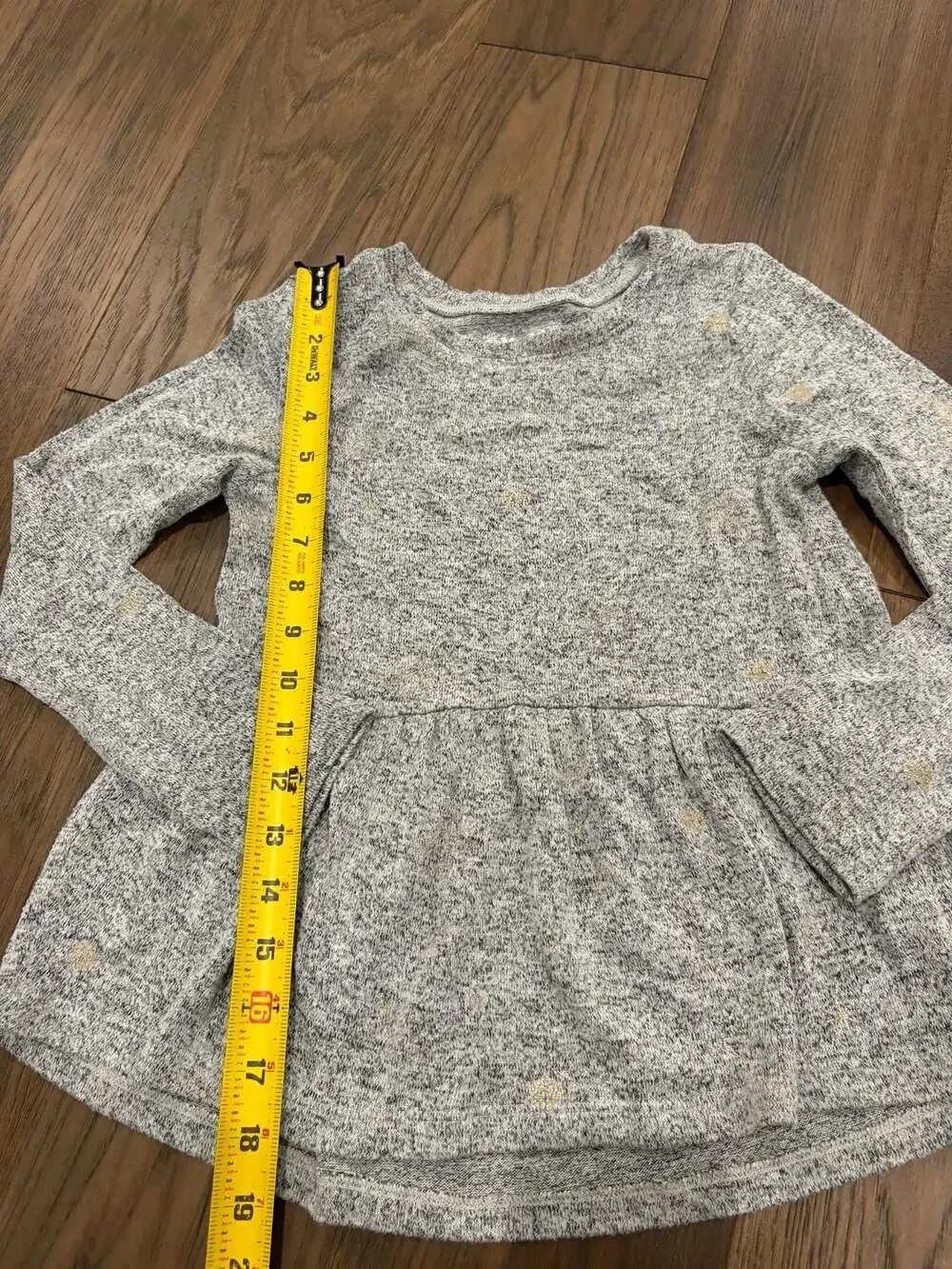 Mudd Girls Gray Gold Polka Dot Long Sleeve Peplum Top Size 7